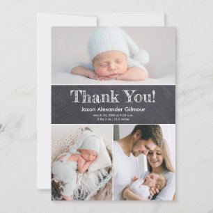 Carte De Remerciements Personnalisé Plusieurs Photos Chalkboard Baby Boy 