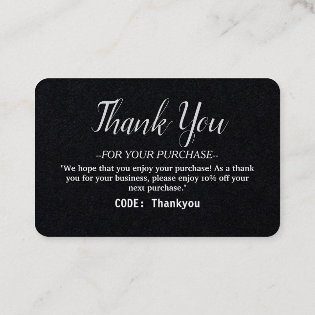 Carte de remerciements personnalisé pour commande  (Dos)