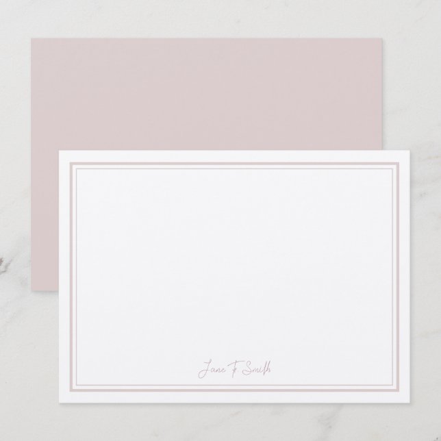 Carte De Remerciements Personnalisé Rose Simple Bordure Moderne (Devant / Derrière)