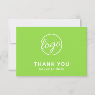 Carte De Remerciements Personnalisé Simple Moderne Lime Neon Green Logo B