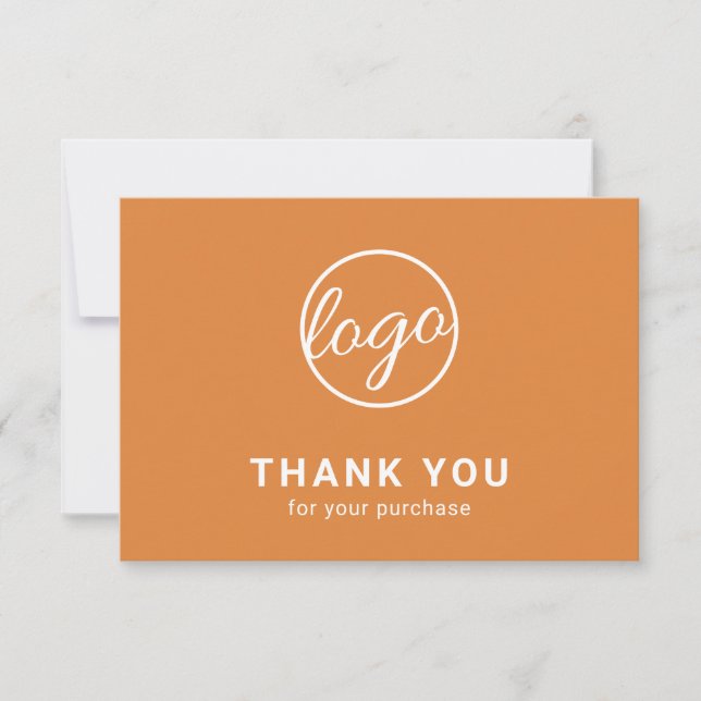 Carte De Remerciements Personnalisé Simple Moderne Orange Logo Entreprise (Devant)