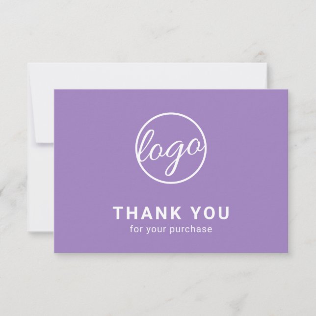 Carte De Remerciements Personnalisé Simple Moderne Pastel Purple Logo Ent (Devant)