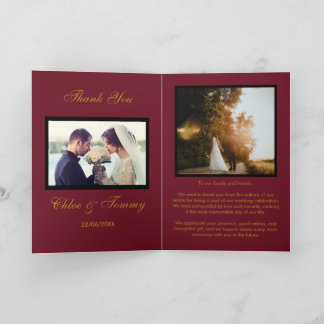 Carte de remerciements personnalisée en rouge mari