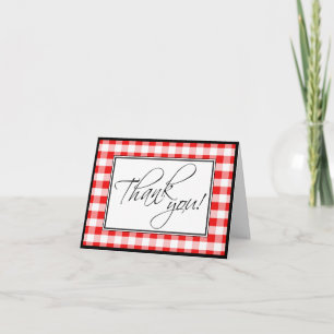 Carte de remerciements personnalisée En vichy roug