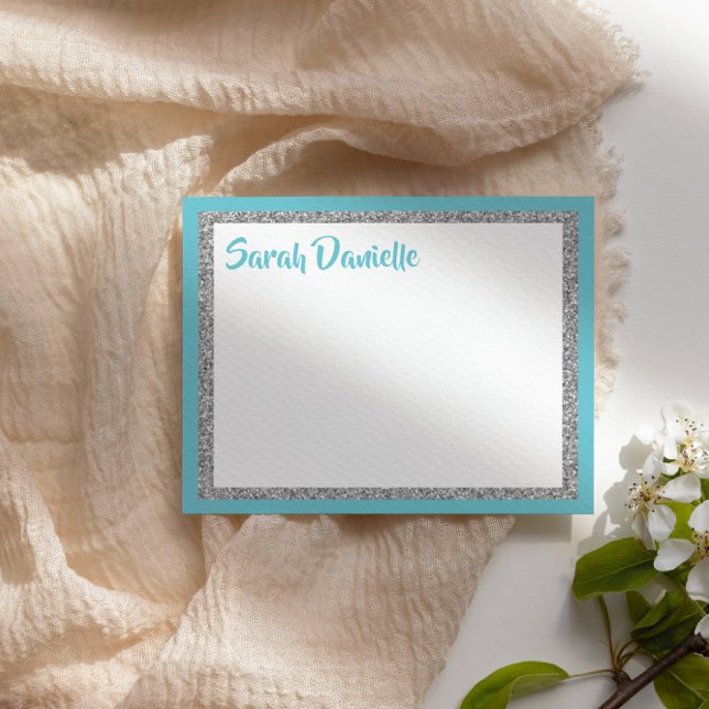 Carte de remerciements personnalisée Glittery Blue (Créateur téléchargé)