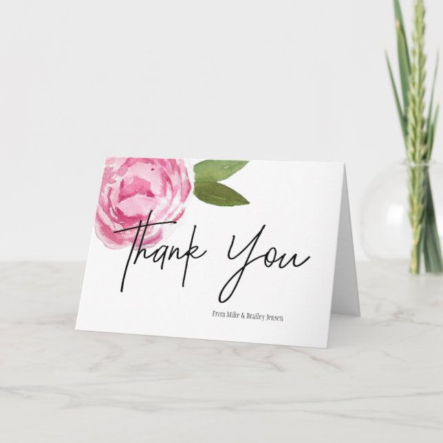 Carte de remerciements personnalisée Pink Peony (Devant)
