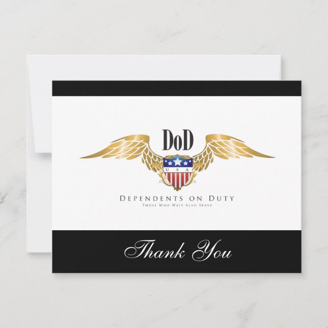 Carte De Remerciements Personnaliser des ailes DOD (Dépendances en servic (Devant)
