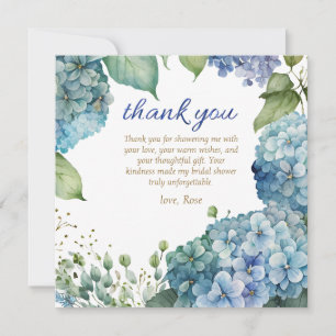 Carte De Remerciements Personnaliser Hydrangea Bleue pour Enterrement de 