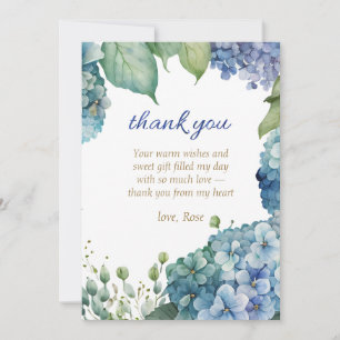 Carte De Remerciements Personnalisez Hydrangea Bleu pour Enterrement de V