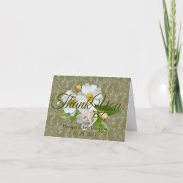 Carte De Remerciements Personnalisez le Mariage de feuillage Roses blanch