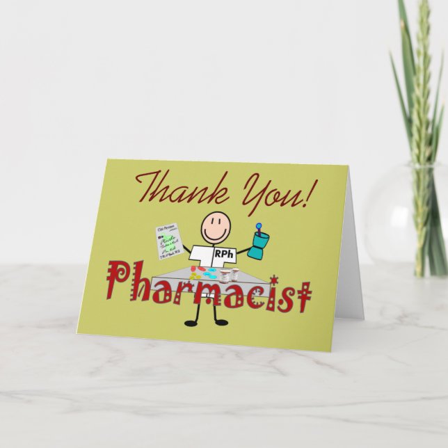 Carte De Remerciements Personne-ressource du pharmacien—Cadeaux (Devant)