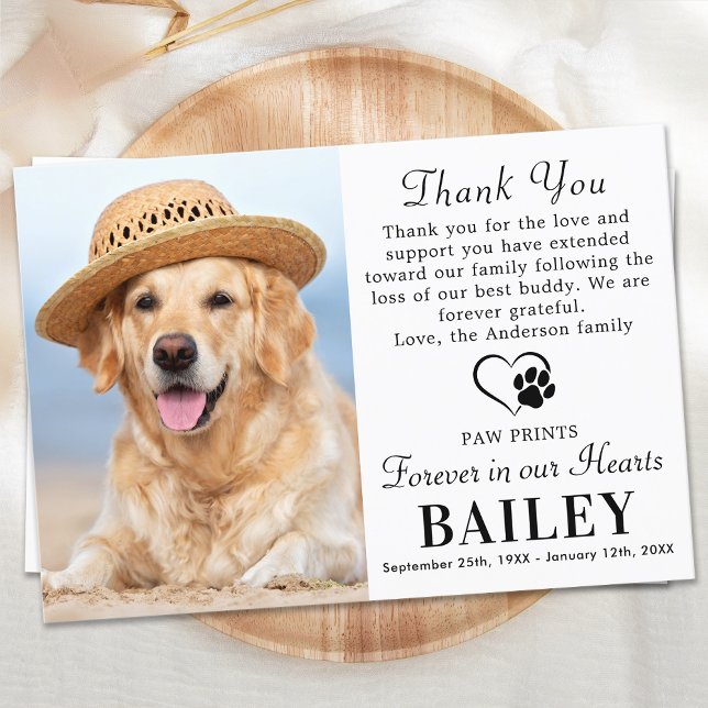 Carte De Remerciements Pet Memorial Chien Perdre la photo moderne Sympath (Créateur téléchargé)