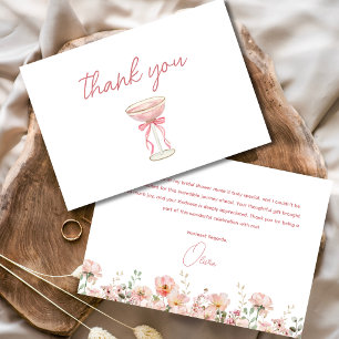 Carte De Remerciements Pétales de rose roses et prosecco rosé pour une fê