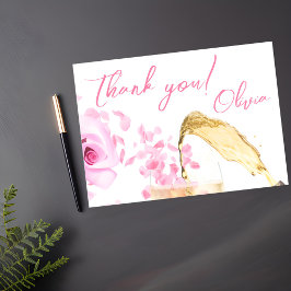 Carte De Remerciements Pétales et Fêtes des mariées roses du ministère pu