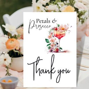 Carte De Remerciements Pétales et Prosecco Fête des mariées Florale Brunc