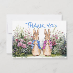 Carte De Remerciements Peter et Flopsy dans leur jardin