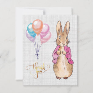Carte De Remerciements Peter le lapin rose Veste gris lin