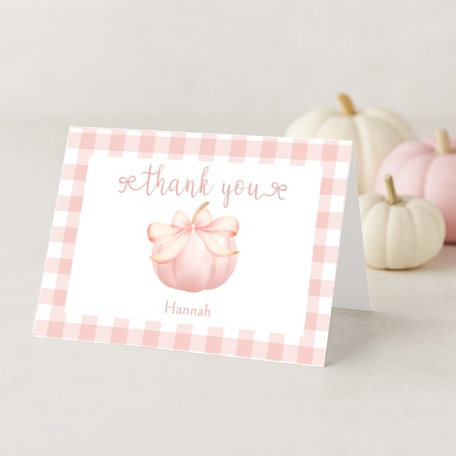 Carte De Remerciements Petit Baby shower Citrouille à cou rose (Créateur téléchargé)