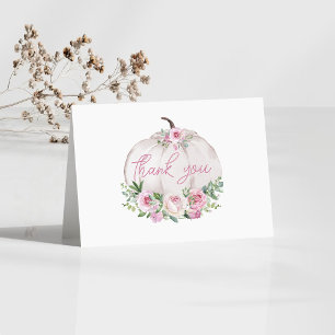 Carte De Remerciements Petit Baby shower Citrouille rose
