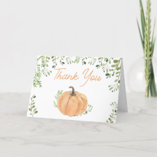 Carte De Remerciements Petit Baby shower Citrouille verdoyant