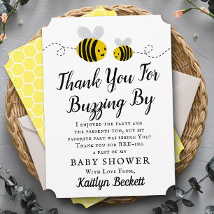 Carte De Remerciements Petit Baby shower d'abeilles au miel doux