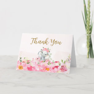 Carte De Remerciements Petit Baby shower de cacahuète rose Floral
