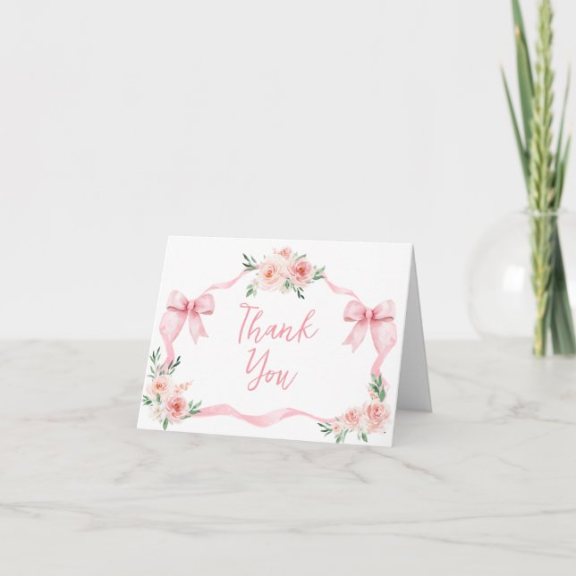 Carte De Remerciements Petit Baby shower de fille rose pâle (Devant)
