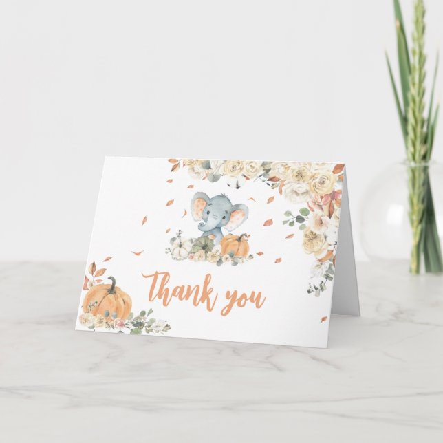 Carte De Remerciements Petit Baby shower éléphant d'arachide (Devant)
