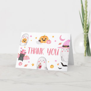 Carte De Remerciements Petit Baby shower fantôme rose Boo