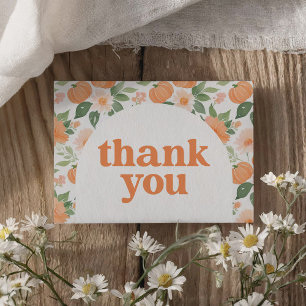 Carte De Remerciements Petit Baby shower Floral Citrouille Automne