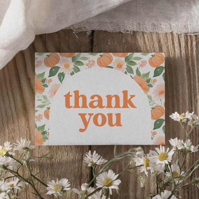 Carte De Remerciements Petit Baby shower Floral Citrouille Automne (Créateur téléchargé)
