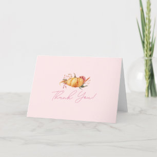 Carte De Remerciements Petit Baby shower Floral Citrouille fille