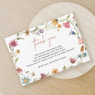 Carte De Remerciements Petit Baby shower Floral Fleur sauvage