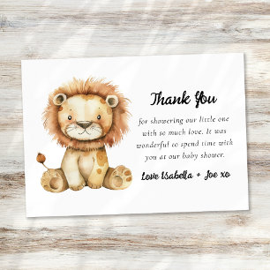 Carte De Remerciements Petit Baby shower Lion mignon