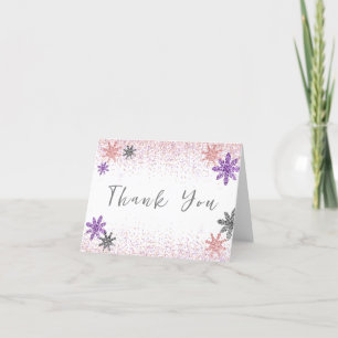 Carte De Remerciements Petit Baby shower rose hivernal Flocon d'hiver Arg