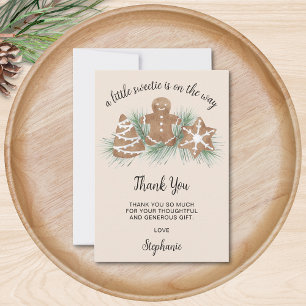 Carte De Remerciements Petit Biscuit de Noël pour Baby Shower