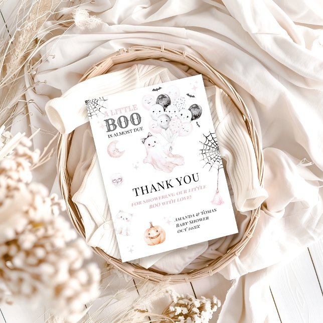 Carte De Remerciements Petit Boo Cute Ghost Halloween Baby Girl Douche (Créateur téléchargé)