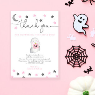 Carte De Remerciements Petit Boo Halloween fantôme fille baby shower
