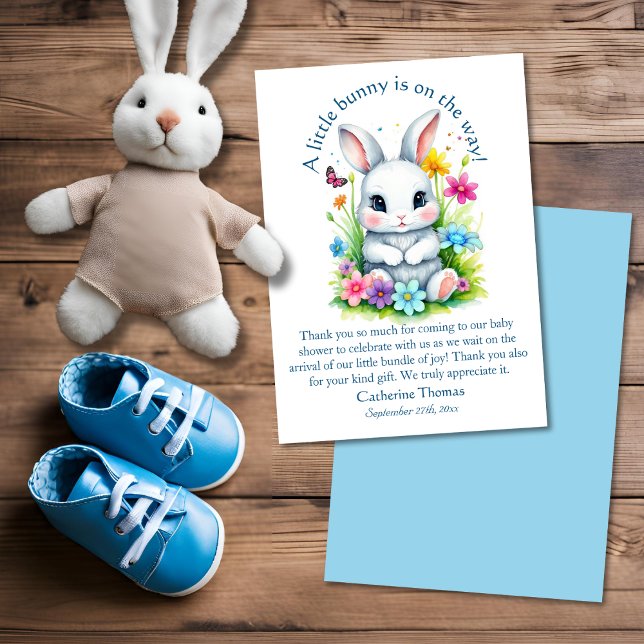 Carte De Remerciements Petit Bunny Jardin Fleur sauvage Baby shower de Pâ (Créateur téléchargé)