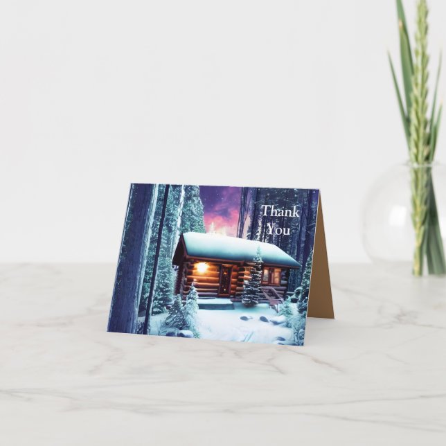 Carte De Remerciements Petit Cabine Rustique En Bois (Devant)