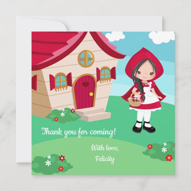 Carte De Remerciements Petit chaperon Rouge Filles de conte de Fairytale  (Devant)