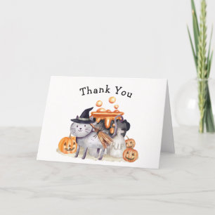 Carte De Remerciements Petit Chat En Sorcière Casquette Brassage Baby sho
