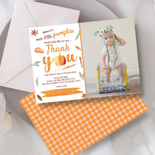 Carte De Remerciements Petit Citrouille Automne Photo 1er Anniversaire