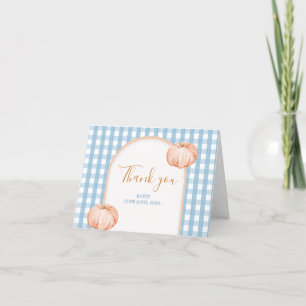 Carte De Remerciements Petit Citrouille Boho bleu En vichy plié