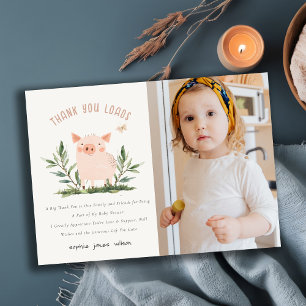 Carte De Remerciements Petit cochon papillon enfants photo anniversaire