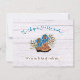 Carte De Remerciements Petit Cowboy Bootie Blanc Bois