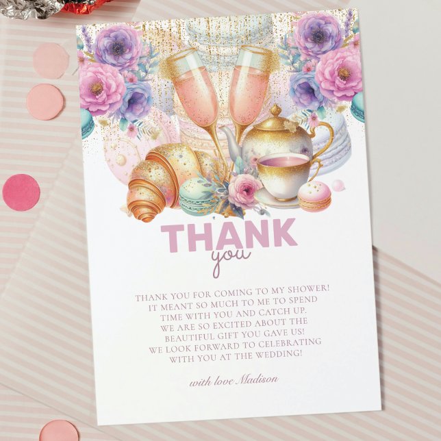 Carte De Remerciements Petit-déjeuner de mariage rose pastel paillettes o (Créateur téléchargé)