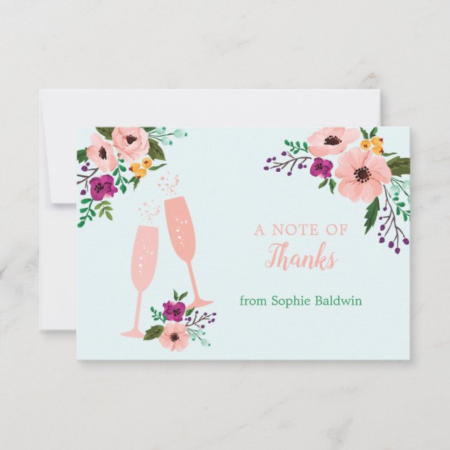 Carte De Remerciements Petit-déjeuner Mimosa et Fleurs et Shower de Maria (Devant)