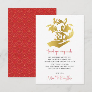 Carte De Remerciements Petit Dragon Mignonne Sur Le Chemin Baby shower Ro
