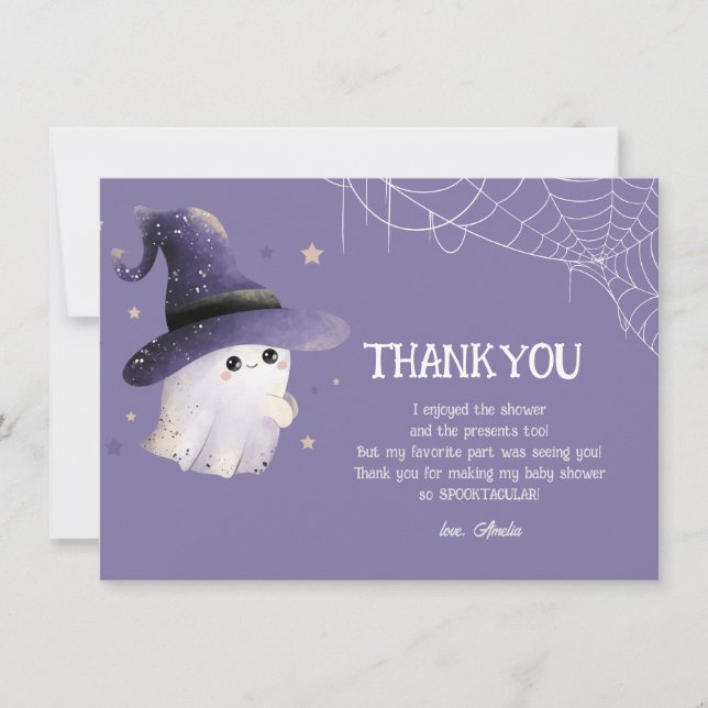 Carte De Remerciements Petit fantôme Halloween bébé shower (Devant)